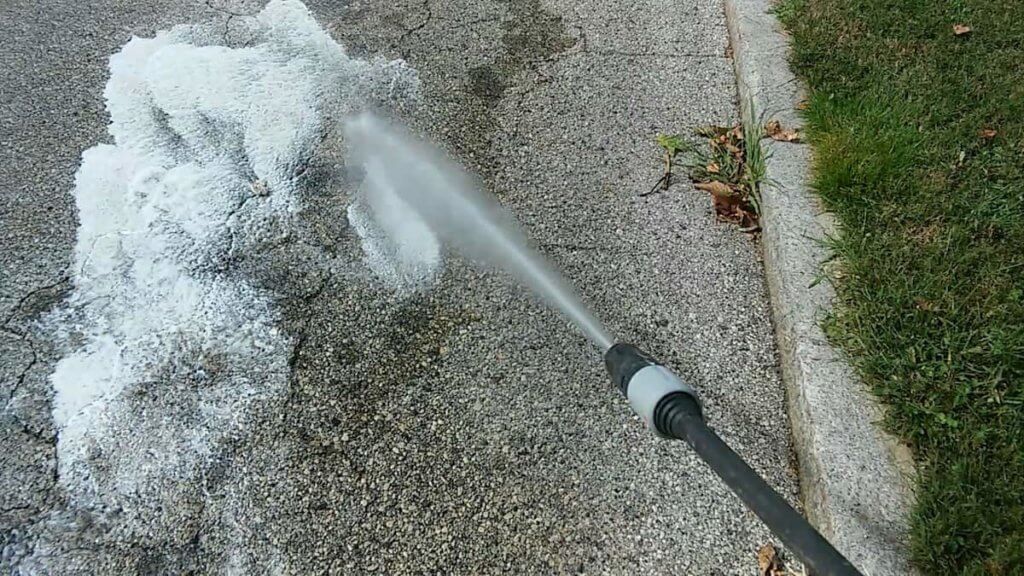 Using pressure washer